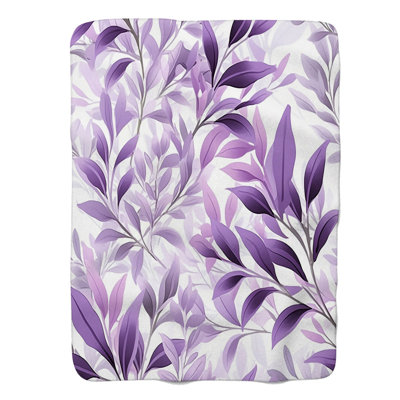 Minimaliste fleurs mauves - couverture Sherpa de qualité supérieure 1 pièce
