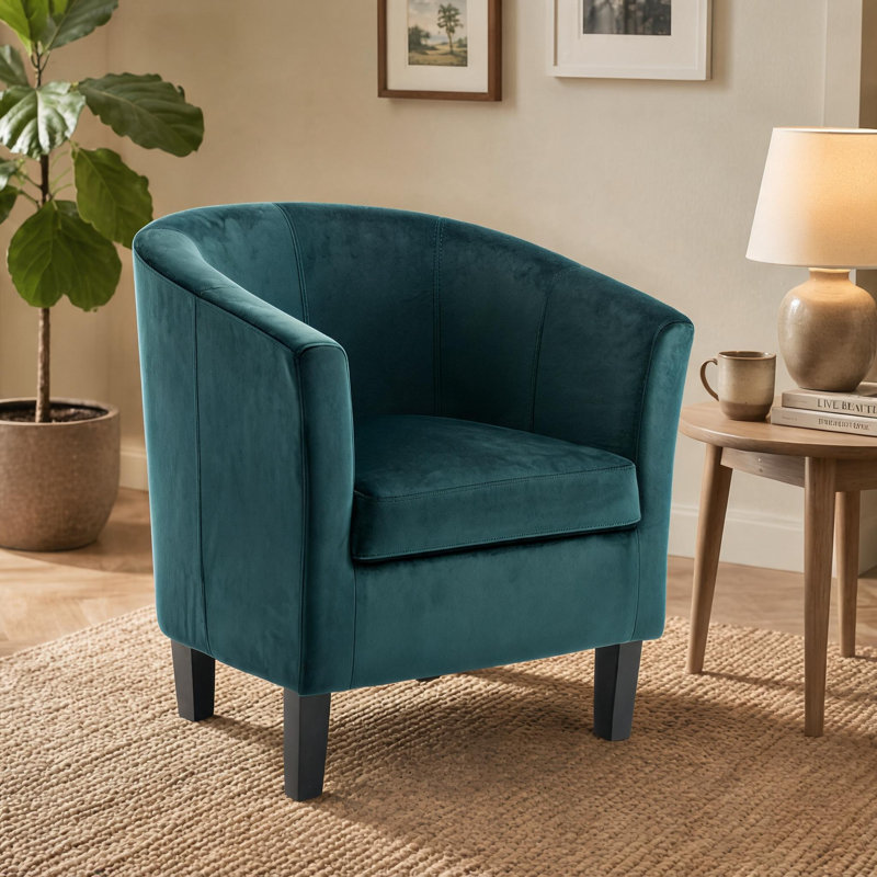 Velvet Upholstered 67m Occasional Accent Chair, Dark Green