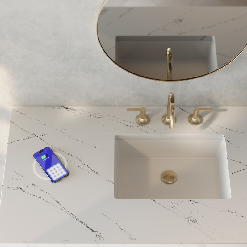 Chicago 48'' W Single Vanity, Glossy White, Ethereal Noctis
