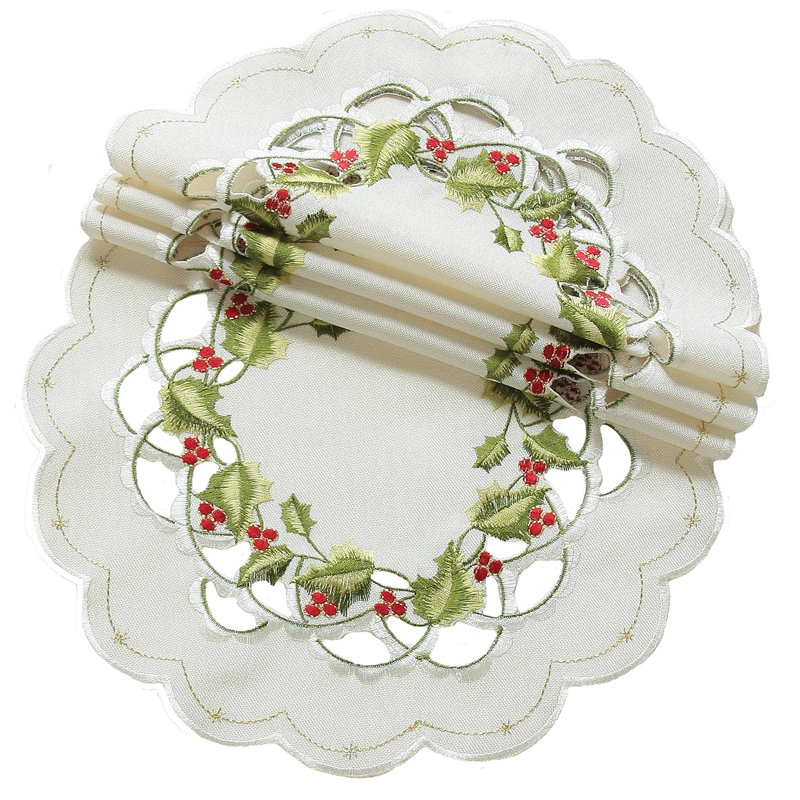 Sandefur Polyester Floral Round Doily, 16" L x 16" W