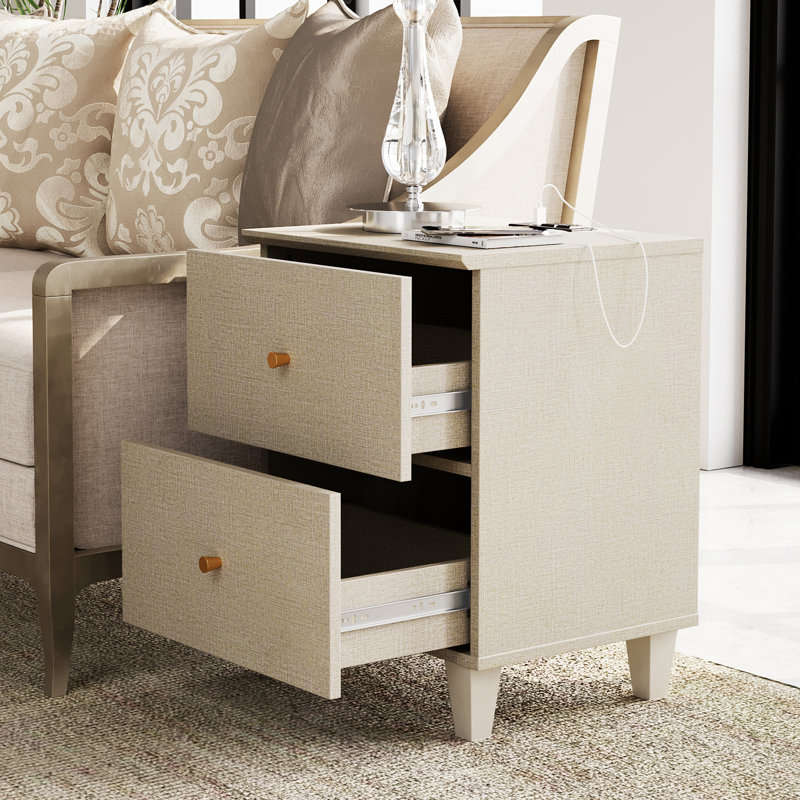 Ensemble de commodes de chambre à coucher et table de chevet, 3 pièces, Beige