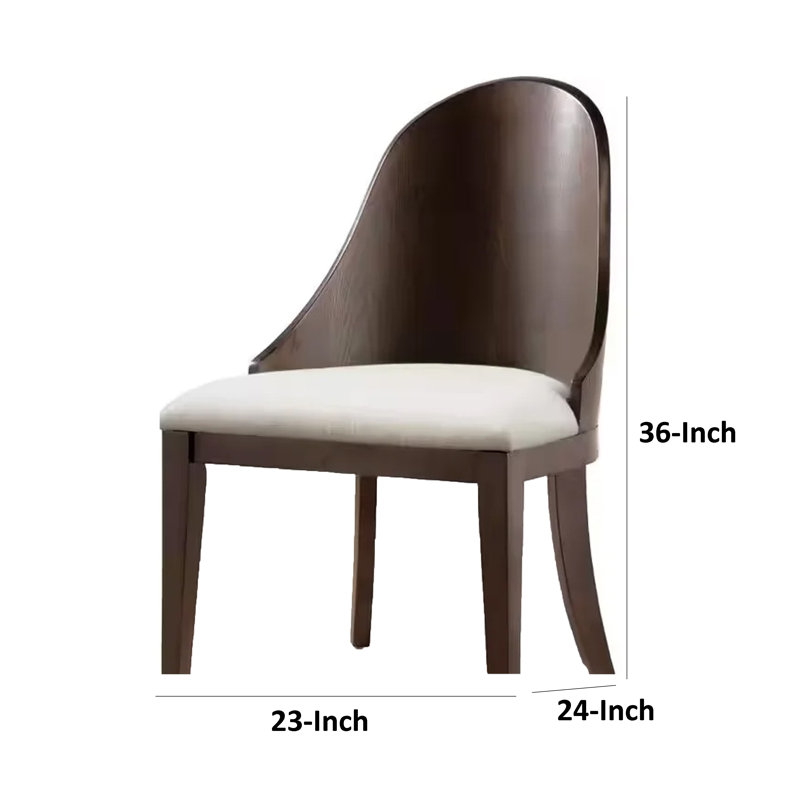 Ensemble de 2 chaises de salle à manger latérales Mordy, dossier courbé, tissu blanc cassé
