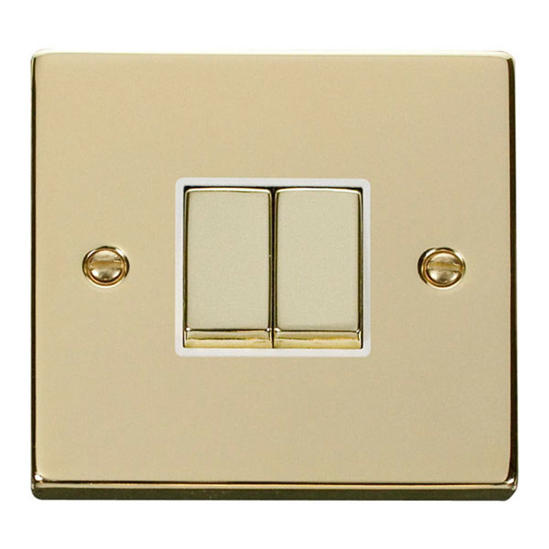 Polished Brass 10A 2 Gang 2 Way Ingot Light Switch