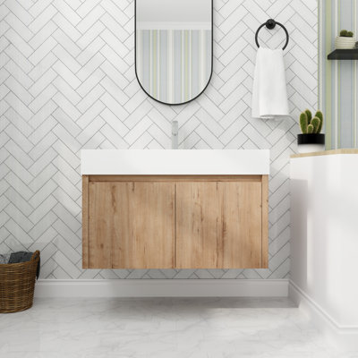 35.42'' Single Bathroom Vanity with Resin Top