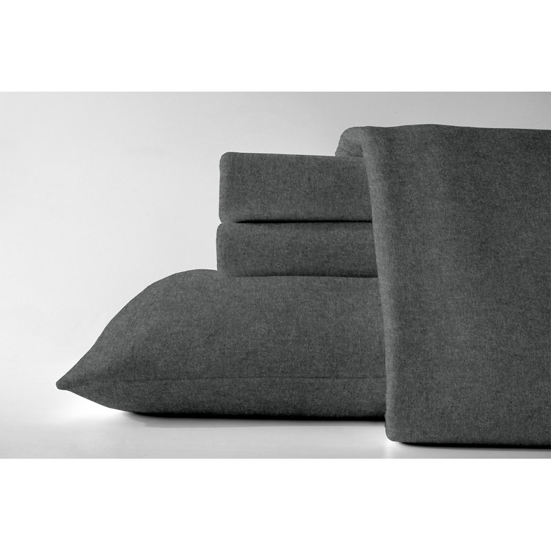 Flannel Sheet Set, Charcoal Heather, Full