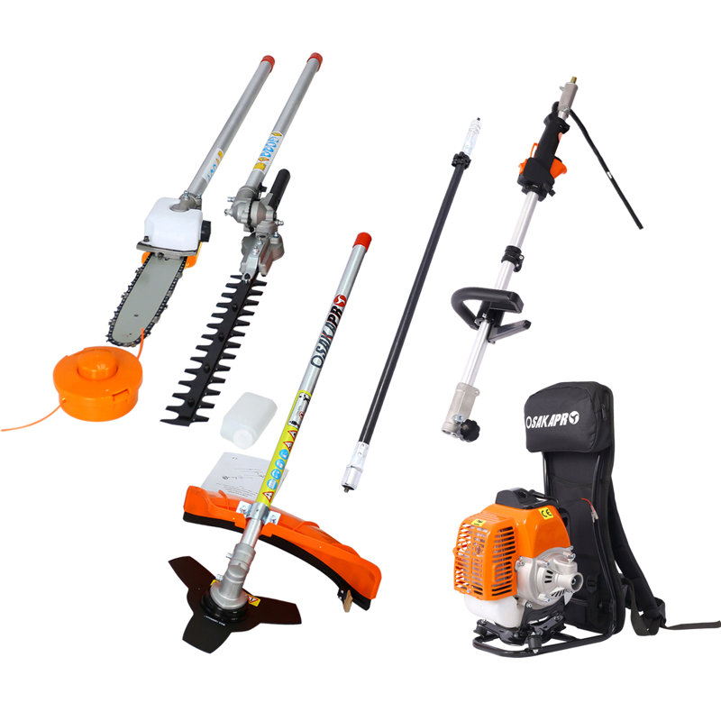 Backpack 4 In 1 Multi-Functional Trimming Tool, 52CC 2-Cycle Garden Tool System With Gas Pole Saw, Hedge Trimmer, Grass Trimmer And Brush Cutter EPA Compliant
