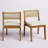 Set of 2 Weather-Resistant Solid Wood Stackable Outdoor Dining Chairs with Cream Cushions