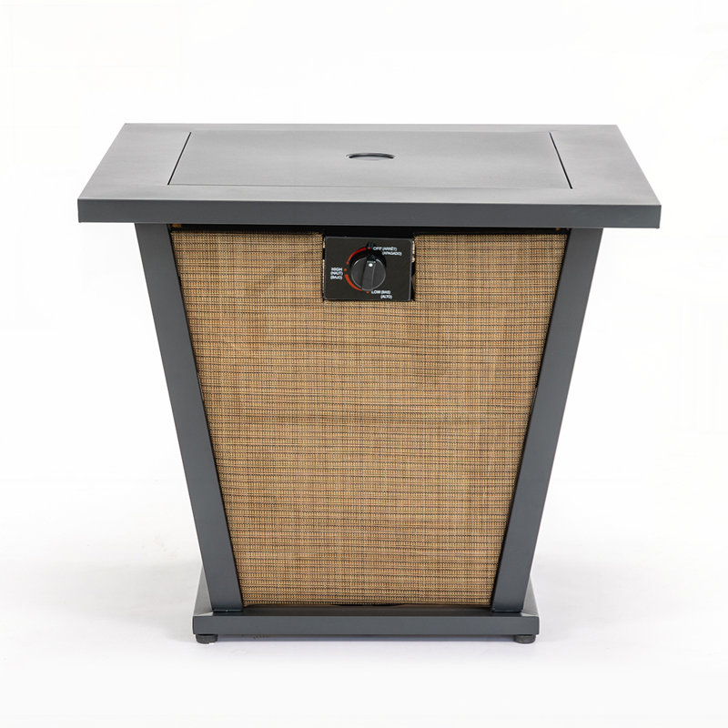 Foyer de table au propane, chauffe-terrasse carré en acier 50 000 BTU pour terrasse et jardin extérieurs