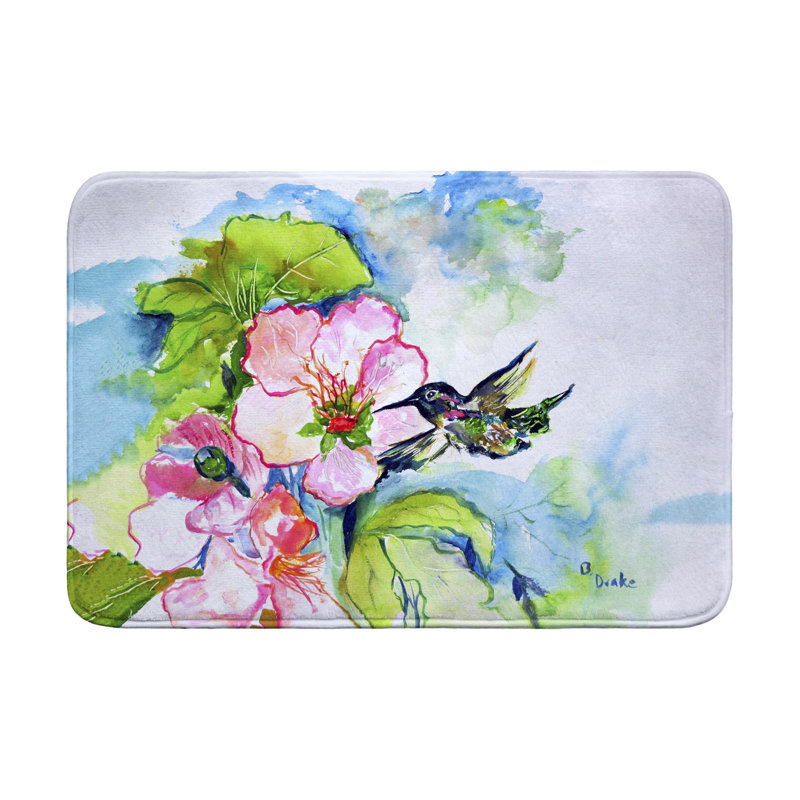 Tapis de bain colibri et hibiscus, Simple - L 24 po x l 36 po