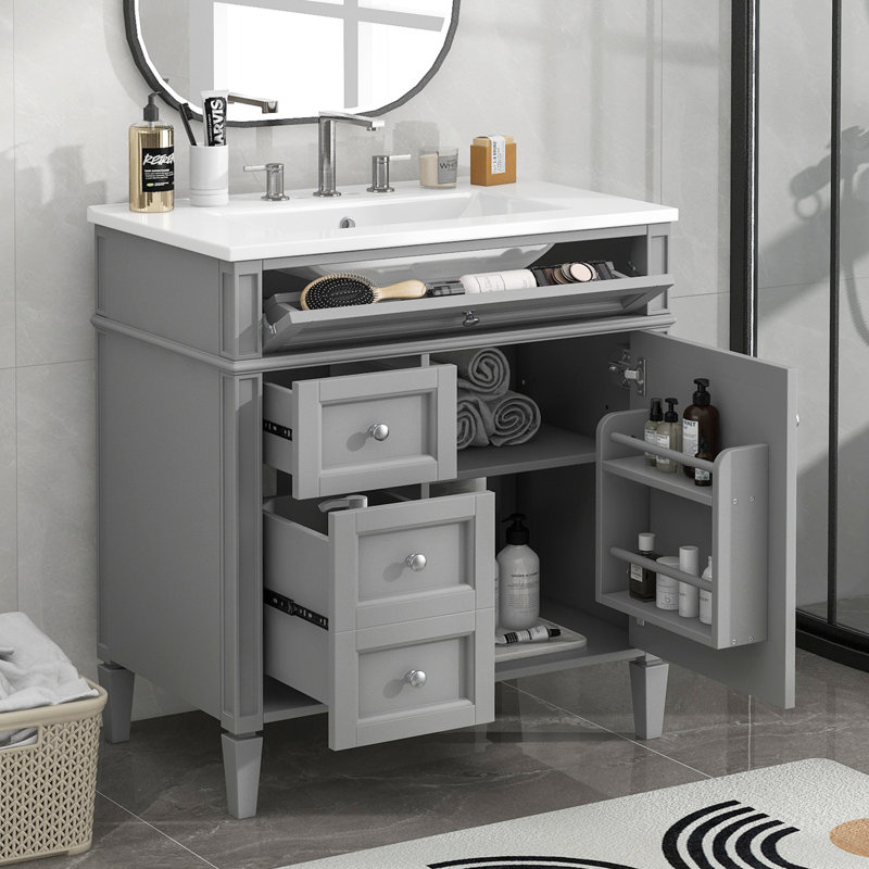 Meuble-lavabo de 30 po avec lavabo supérieur, Ne s’applique pas, Gris
