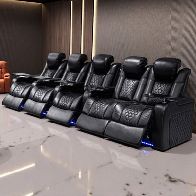Fauteuil inclinable électrique 155,5 po avec 5 fibres Nappa, relaxation entièrement réglable, charge intelligente, éclairage à DEL RVB dynamique, CAFÉ