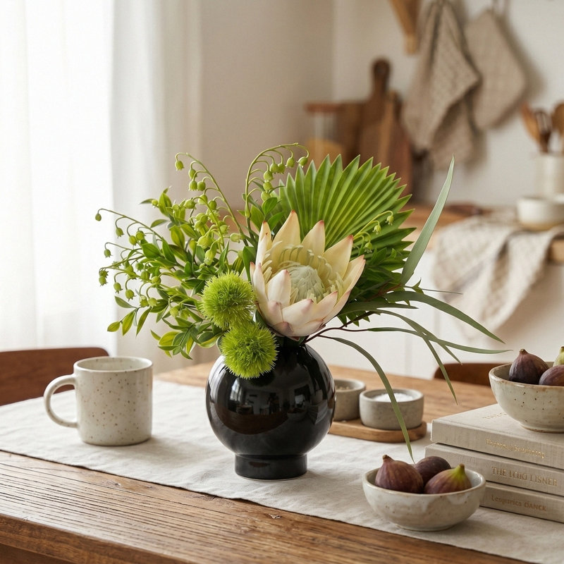 Fleurs artificielles avec vase