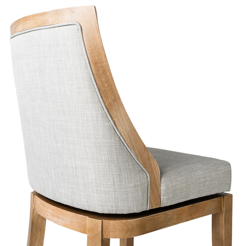 Maven Lane Vienna Swivel Stool with Fabric Upholstery, Bar Stool ( 31" Seat Height), Weathered Oak