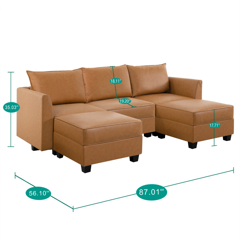Canapé avec double repose-pieds en cuir