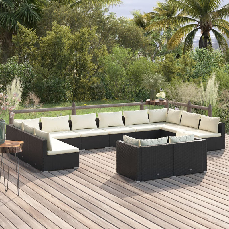  Garden Lounge Set Black, Cream, Cream, Black