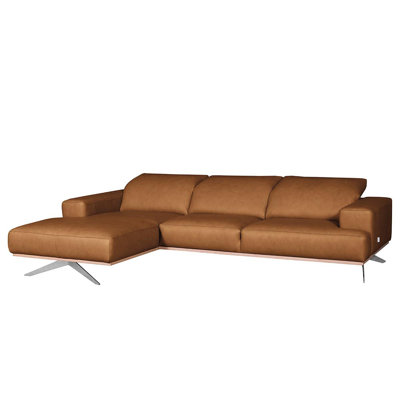 Edeltraut Genuine Leather Corner Sofa with Wooden Frame