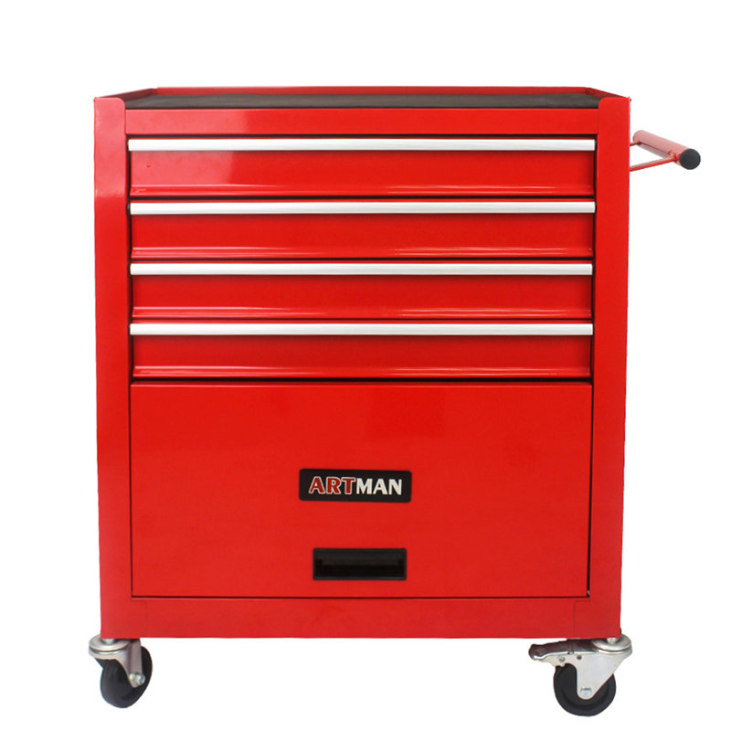 Chariot à outils multifonctionnel avec 4 roulettes, Rouge
