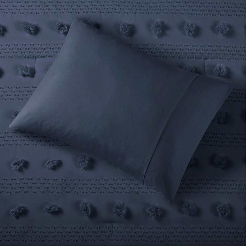 Ensemble d'édredon Clip Jacquard, Édredon simple + 1 taie décorative, Marine