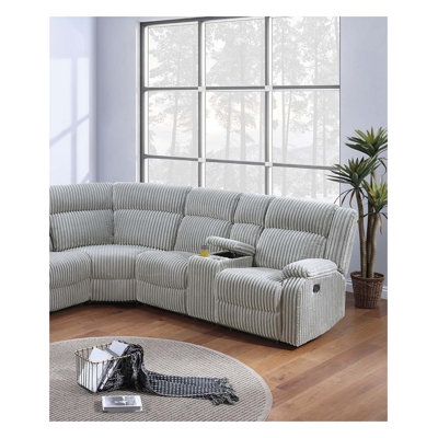 Canapé modulaire avec porte-gobelet console 3 pièces couleur frêne rembourré en velours de velours côtelé de salon inclinable