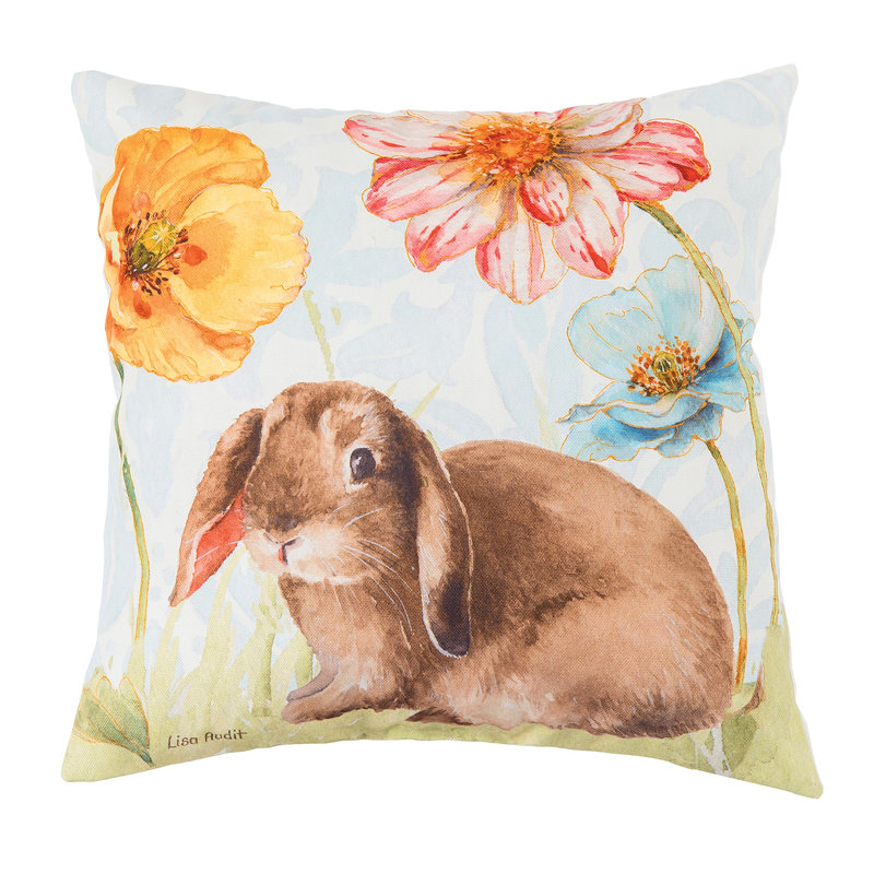 Floppy Ear Bunny Spring Easter Indoor/Outdoor Throw Pillow