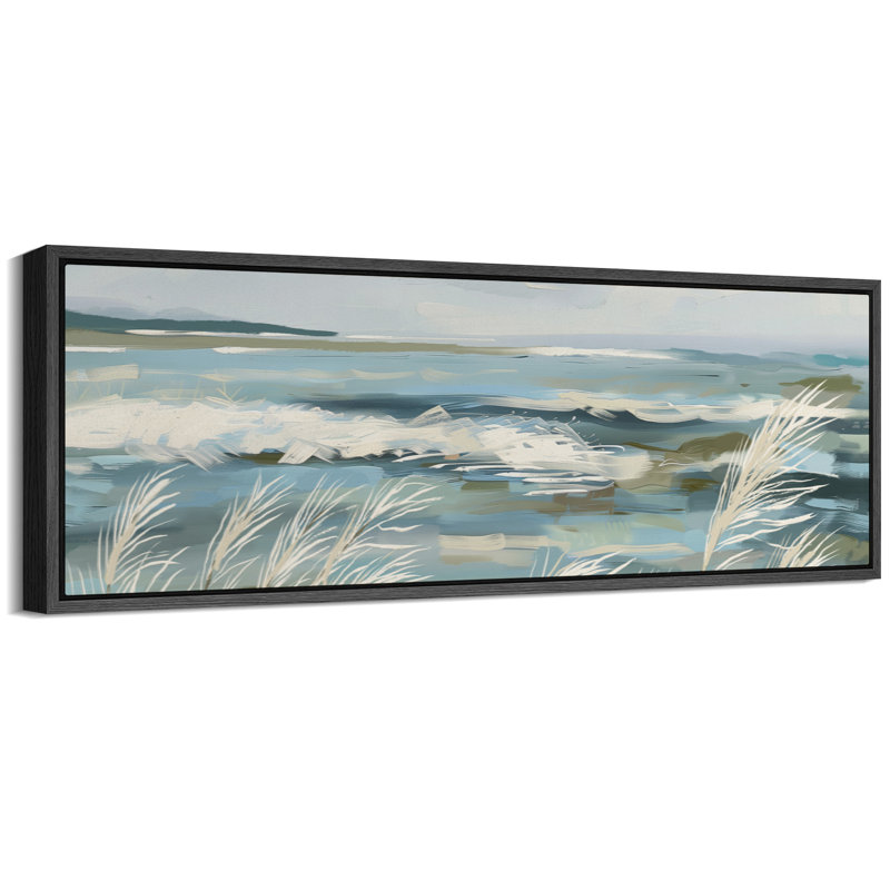 «Greenish Blue Ocean Waves», art mural côtier abstrait, impression numérique sur toile giclée sur toile, H 20 po x l 60 po