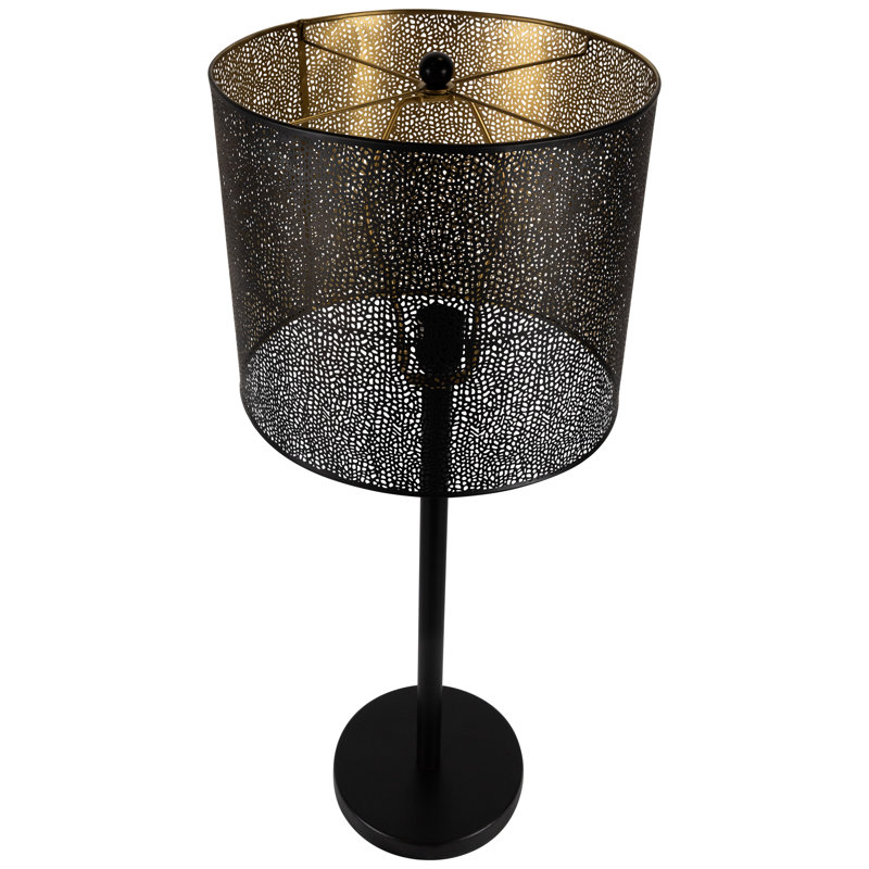 Lampe de table en fer avec abat-jour découpé au laser - 30 po - noir et or