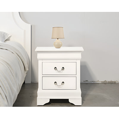 Temara White 2 Drawers Nightstand