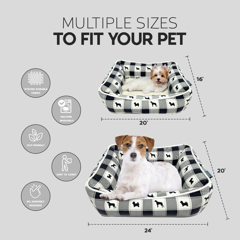 Cuddler Tucker Murphy Pet ™ All Over Plaid Dogs, H 8 po x l 20 po x P 16 po, Noir / blanc