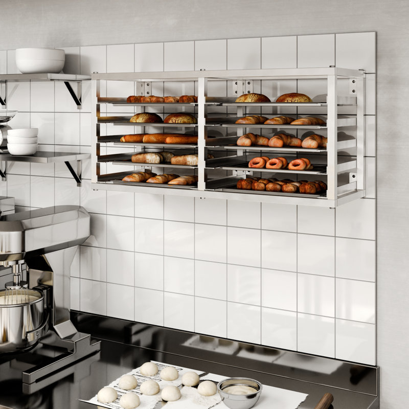 AmGood 10 Tier Wall Mounted Half Size Sheet / Bun Pan Rack. 40 in. x 13 in. x 18 in.