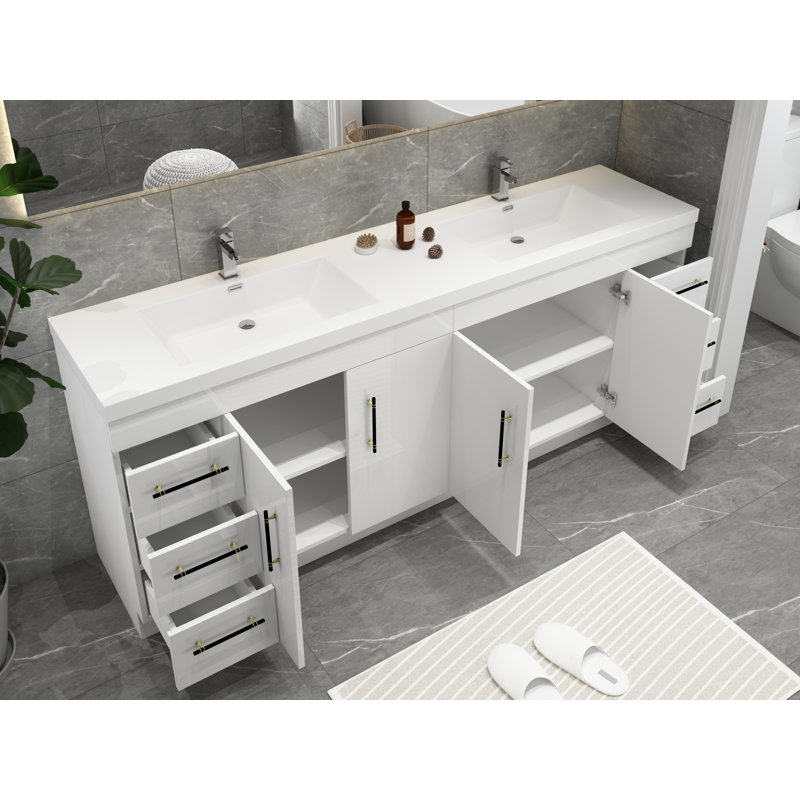 Ensemble de meuble-lavabo double 84 po Brower, Blanc lustré