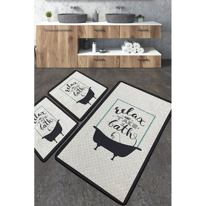 Luxurious Bathmat Set (3 Pieces), Soft Polyester, 23.6 x 39.4 inches (1 Piece) & 19.7 x 23.6 inches (2 Pieces) | Antibacterial, Non-Slip Underside, 20.5 oz/sq ft | Machine Washable & Durable, Perfect for Elegant Bathrooms