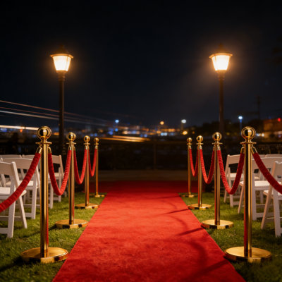 Ensemble de poteaux en or de qualité supérieure avec cordes en velours rouge - Paquet de 6 poteaux d'événement intérieur / extérieur, base remplissable réglable de 31,5 po pour le contrôle des foules, mariages, sections Vip et présentoirs de détail