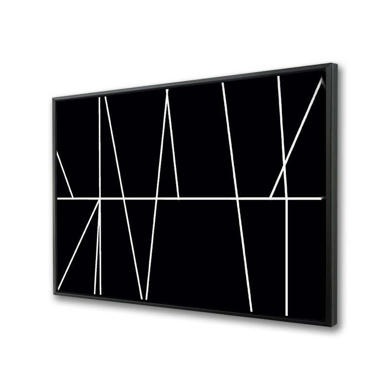 Rayures blanches sur fond noir - art abstrait moderne sur toile