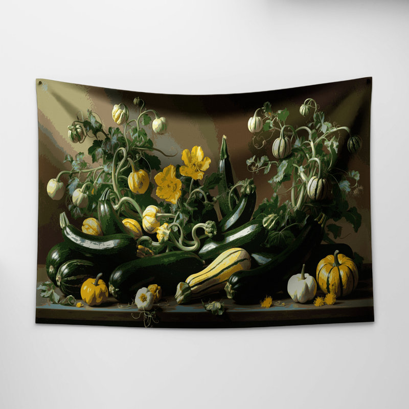 Tapisserie murale légumes courgettes, 88 po x 104 po