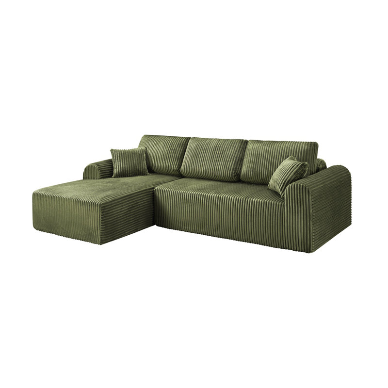 Canapé modulaire 109 po avec méridienne en forme de L et canapé modulaire 109 po., Vert, Right Hand Return