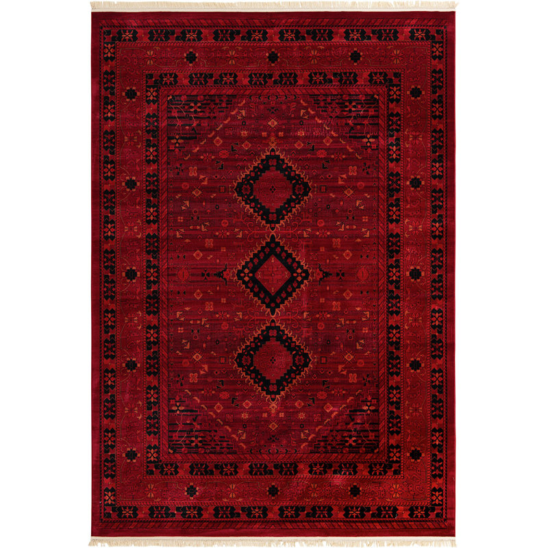 Tapis oriental en mélange rouge, Rectangle 10 pi x 14 pi
