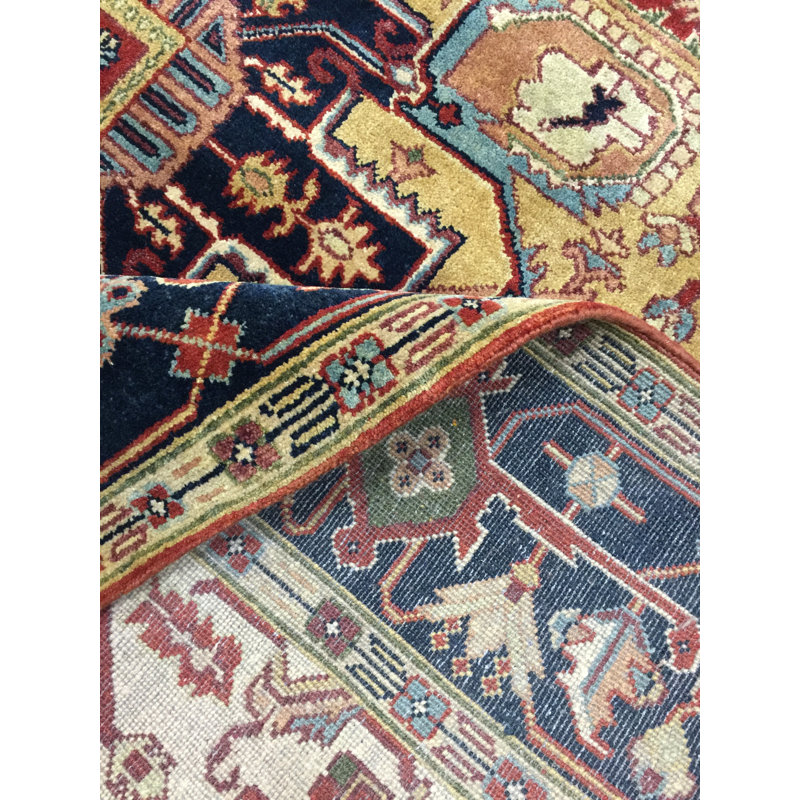 Tapis décoratif en laine rouge de conception unique 8 pi x 9 pi 10 po noué à la main new age