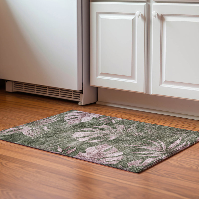 Tapis floral de qualité supérieure lavable à la machine AMF1887, Rectangle 1 pi 8 po x 2 pi 6 po