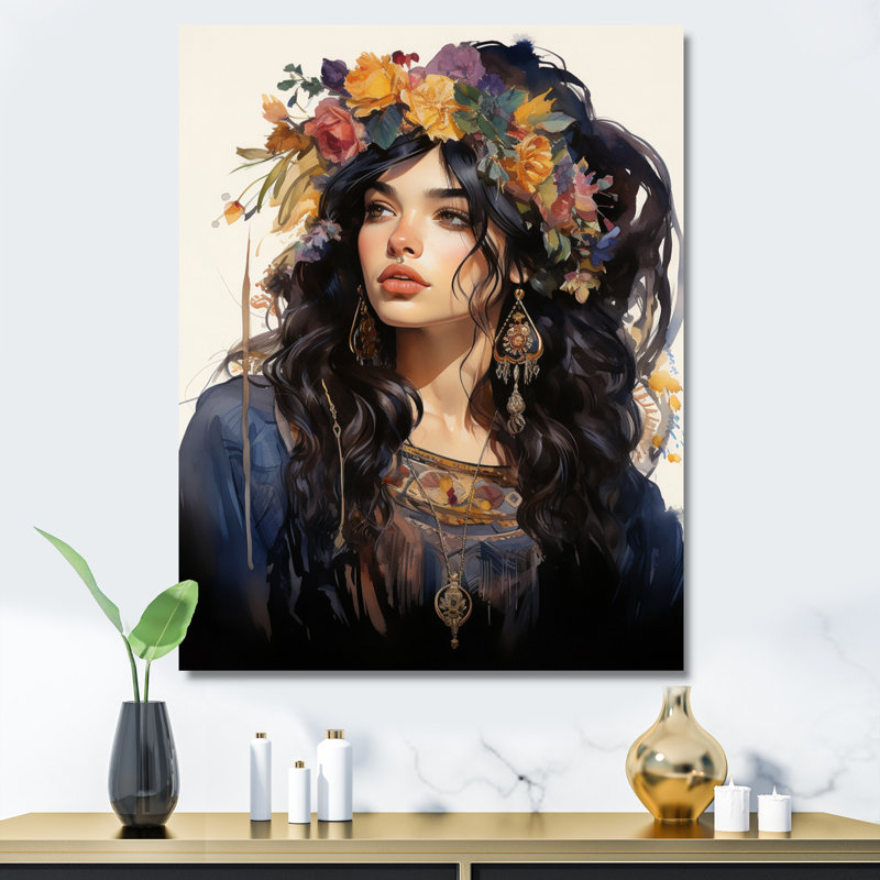 «Kryton Boho Latina», femme sur toile, H 20 po x l 12 po x P 1 po, Toile tendue