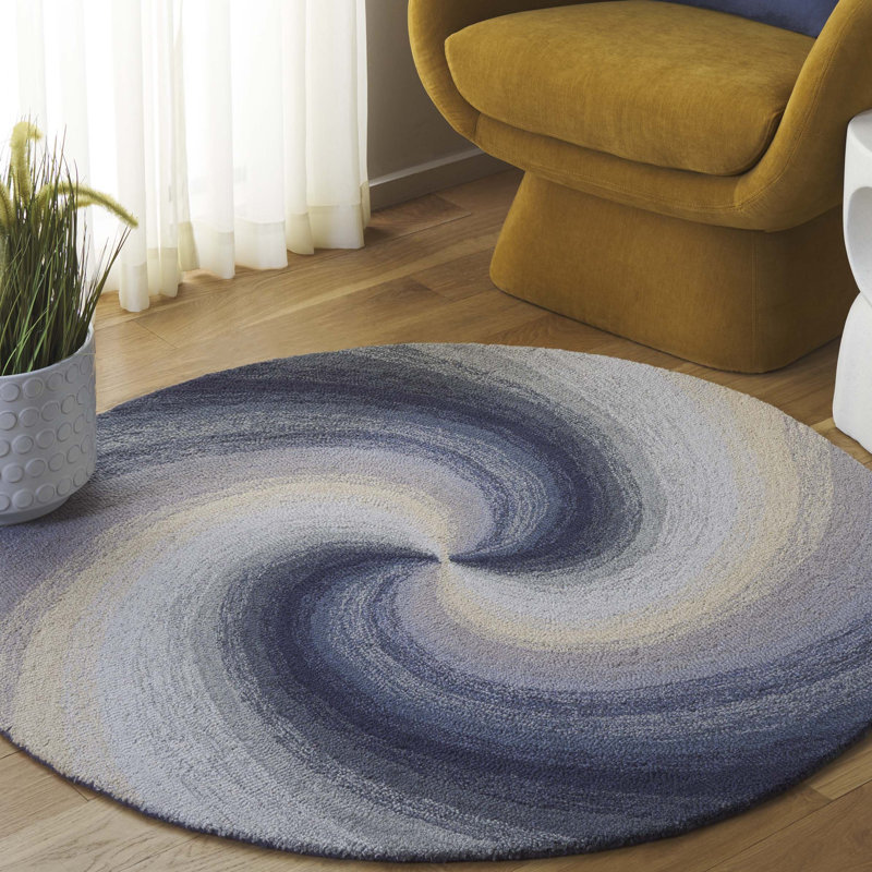 Novelty 202 Hand Tufted 80% Wool; 20% Cotton Spiral Rug, Round 4'