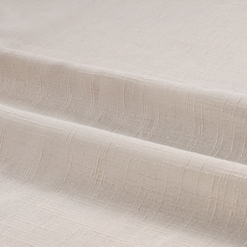 Linen Texture Double Ruffle Semi Sheer Back Tab Pair (2 Panels), 52" W x 96" L, Natural