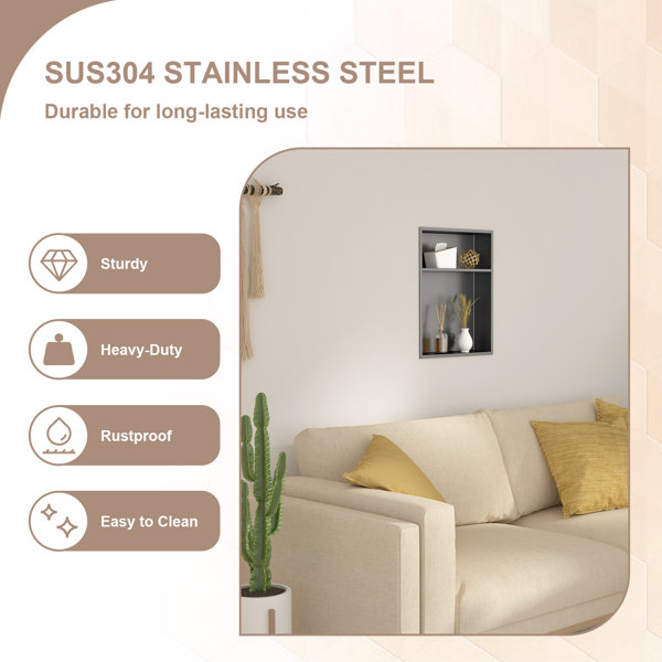 17x21 Double Shelf SUS304 Recessed Wall Niche Scene Diagram