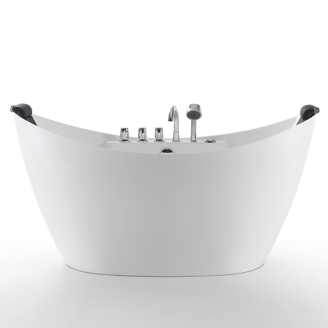 59'' x 28.7'' Freestanding Whirlpool Plastic / Acrylic Bathtub with Faucet Empava