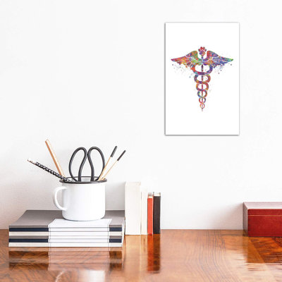 Caduceus Vet Paw by Genefy Art - Wrapped Canvas Print