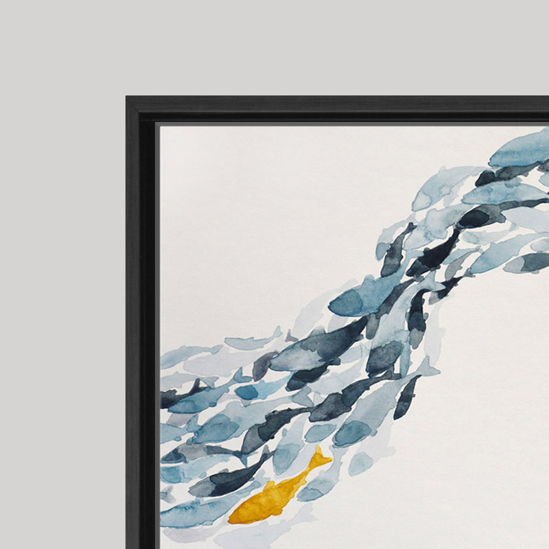 Goldfish par Norman Wyatt Jr. - peinture à cadre flottant, H 18 po x l 36 po x P 1,5 po