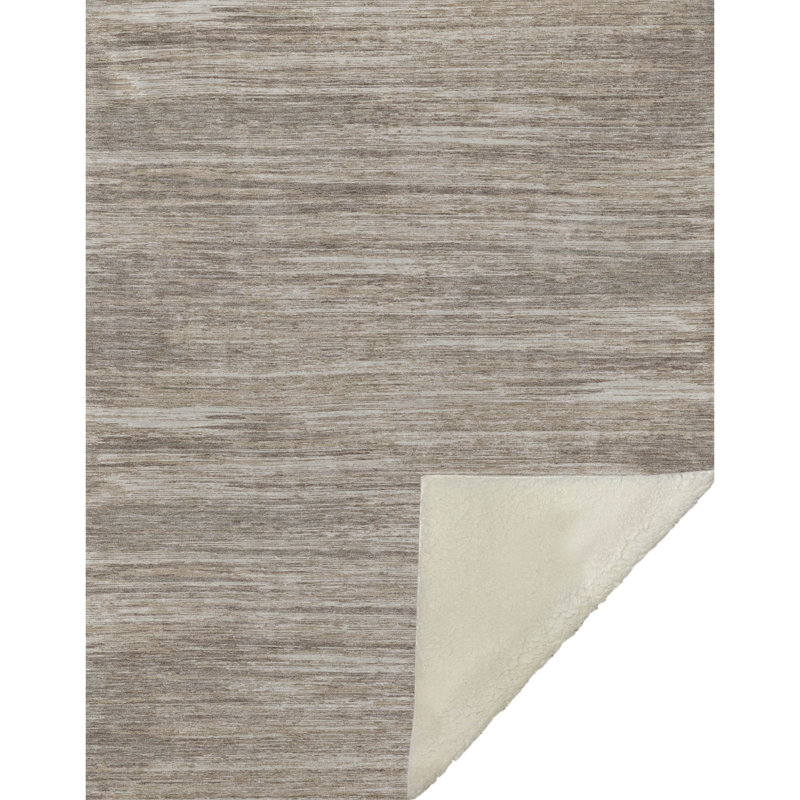 Jeté à rayures Addison Sherpa ASB896, À rayures, Taupe