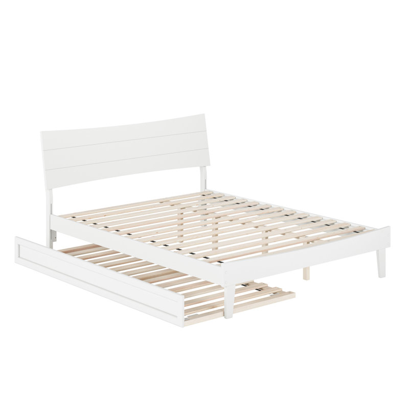 Phoenix Wood Platform Bed with Trundle, Queen, White