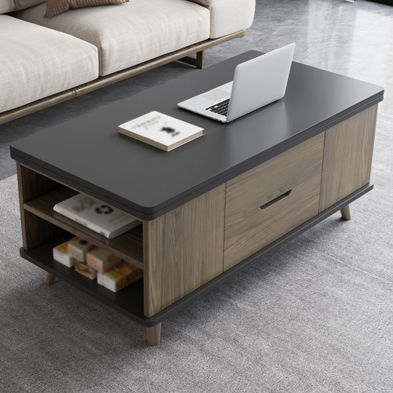 Farmhouse  Lift Top Coffee Table with 4 Stools, 3 in 1 Multi-Function Center Table,Extendable Dining Table for Living Room