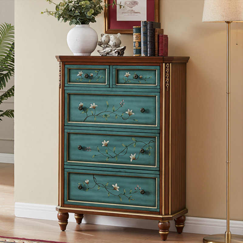 Blue Solid Wood Accent Cabinet