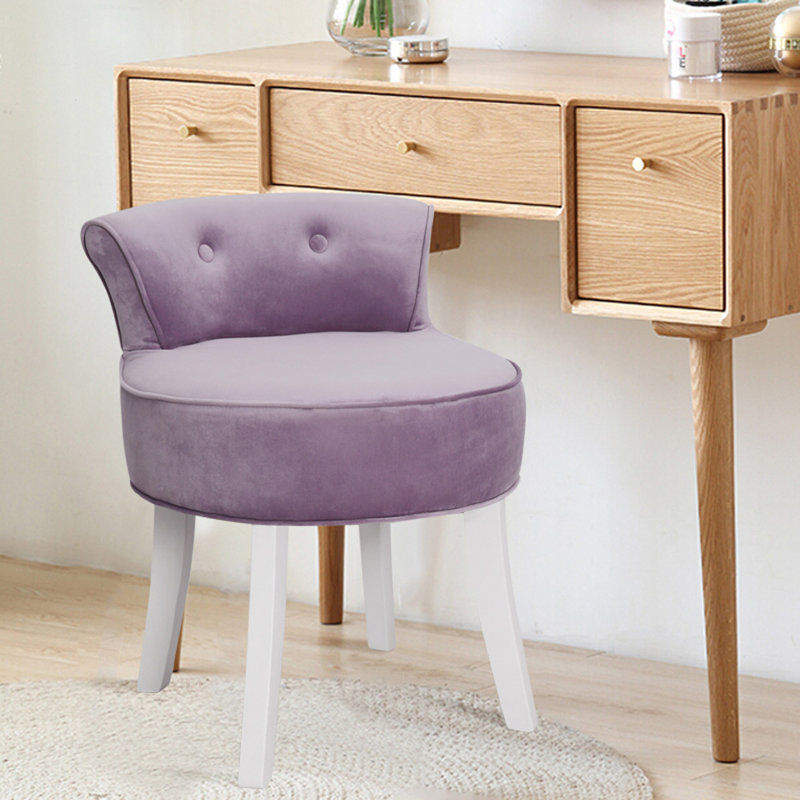 Abingt Solid Wood Accent Stool, White/Purple